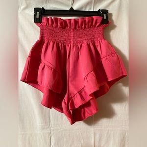 Never Worn SHEIN XS Hot Pink Ruffle Shorts with Elastic Waist